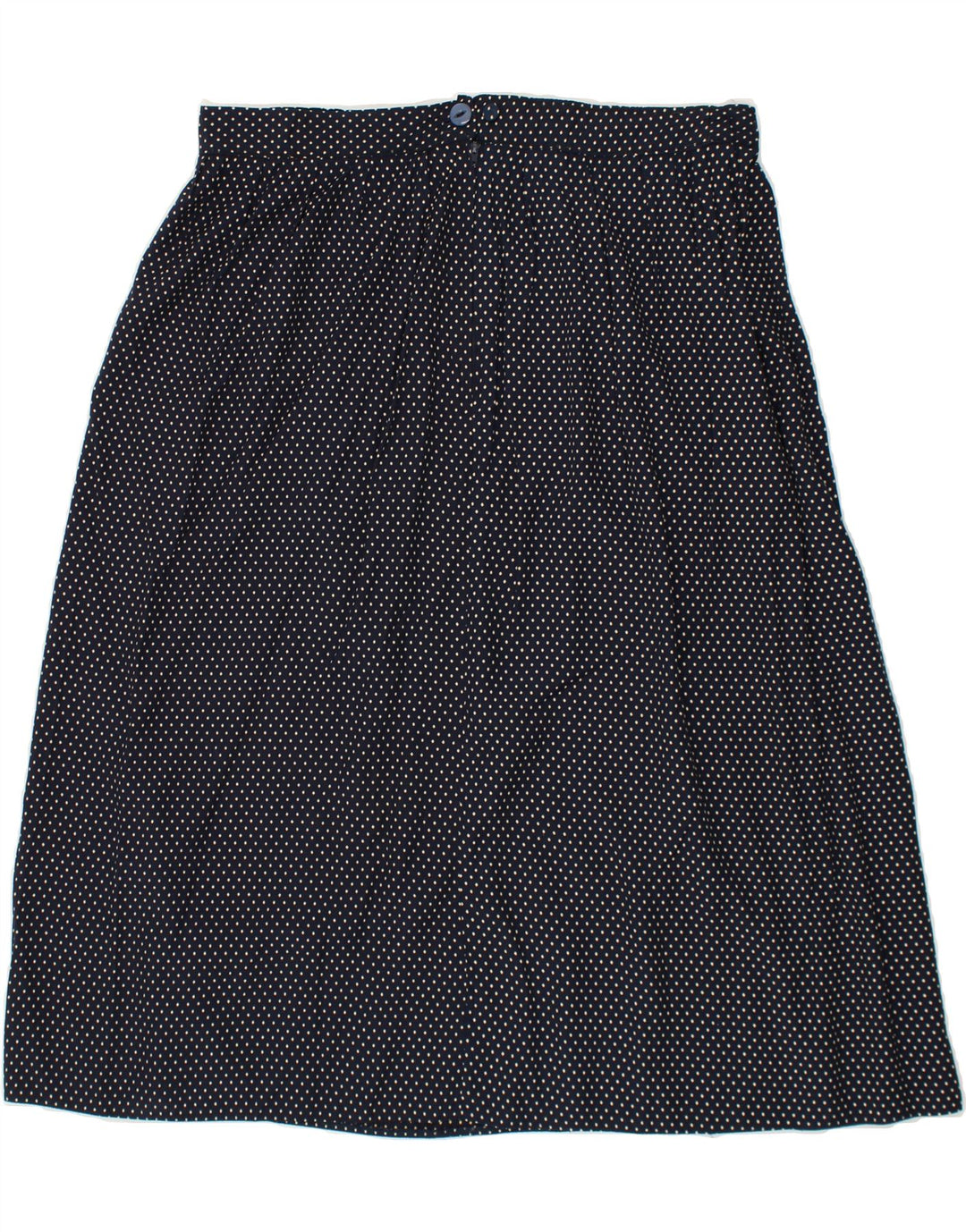 VINTAGE Womens A-Line Skirt W34 Large Navy Blue Polka Dot Vintage Vintage and Second-Hand Vintage from Messina Hembry 