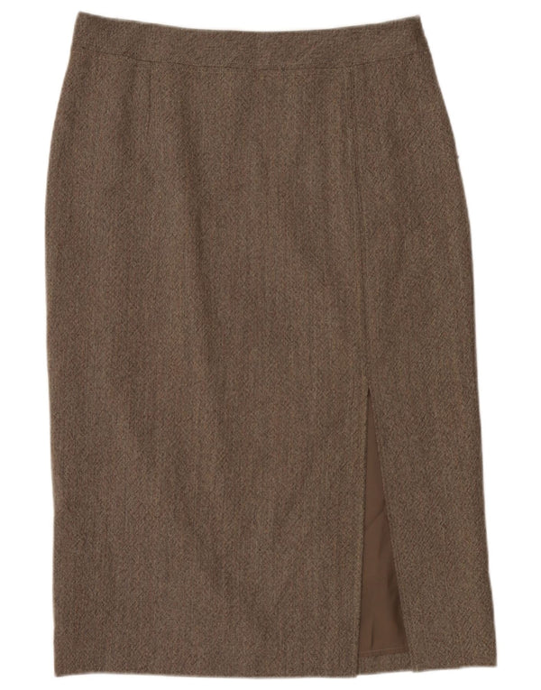 Marella Damen gerader Rock UK 16 Large W34 Graue Schurwolle