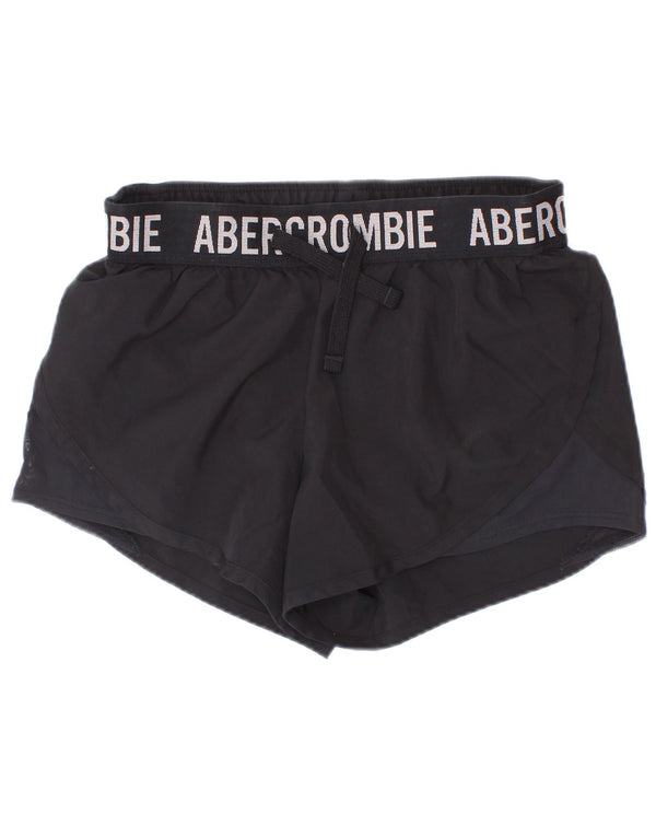 Abercrombie & Fitch Grafik-Sportshorts für Mädchen, 9–10 Jahre, schwarzes Polyester