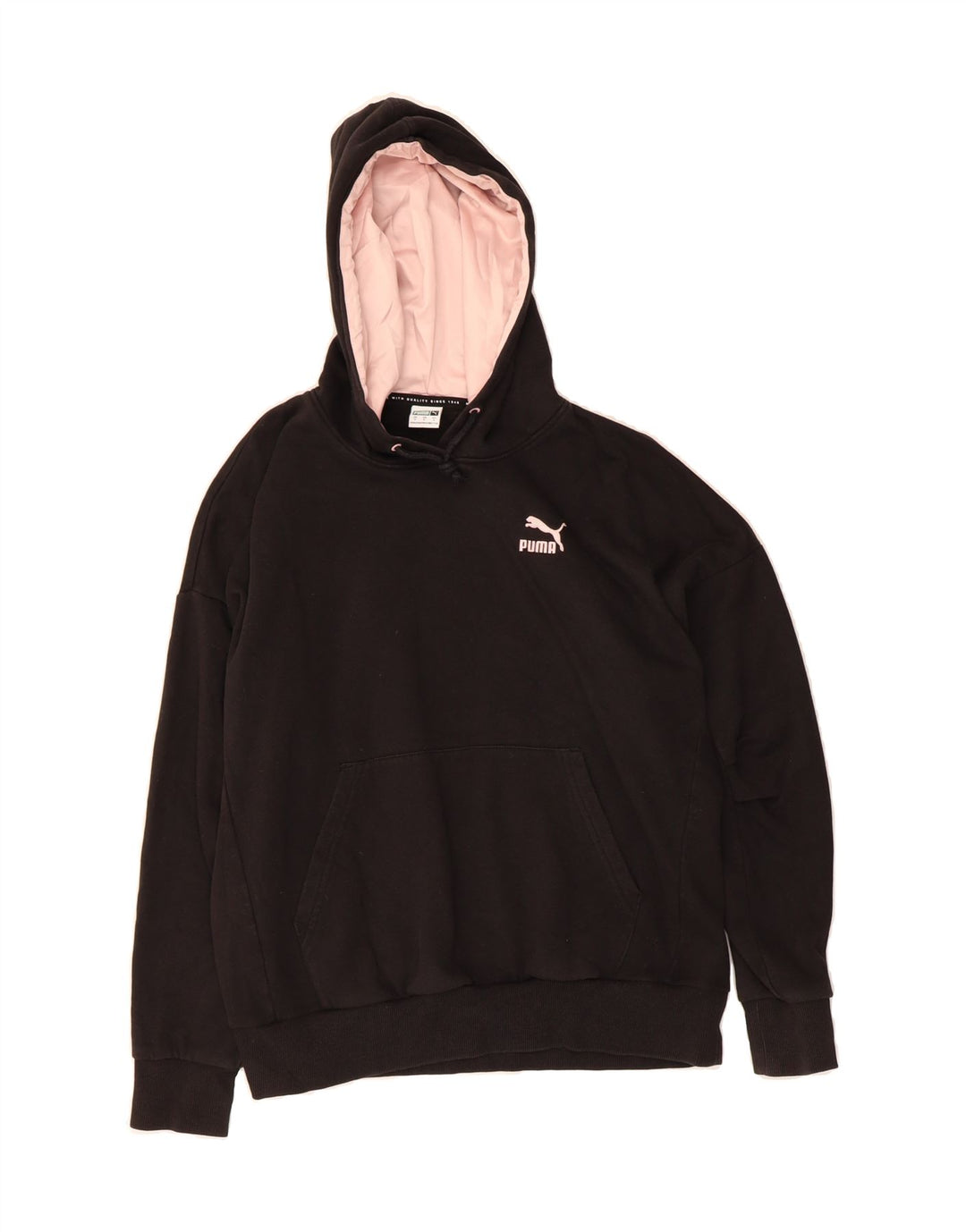 PUMA Womens Oversized Hoodie Jumper UK 10 Small Black Vintage Puma and Second-Hand Puma from Messina Hembry 
