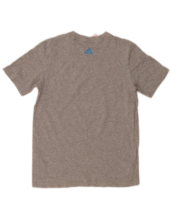 Adidas Boys Graphic T-Shirt Top 11-12 Years Grey Cotton