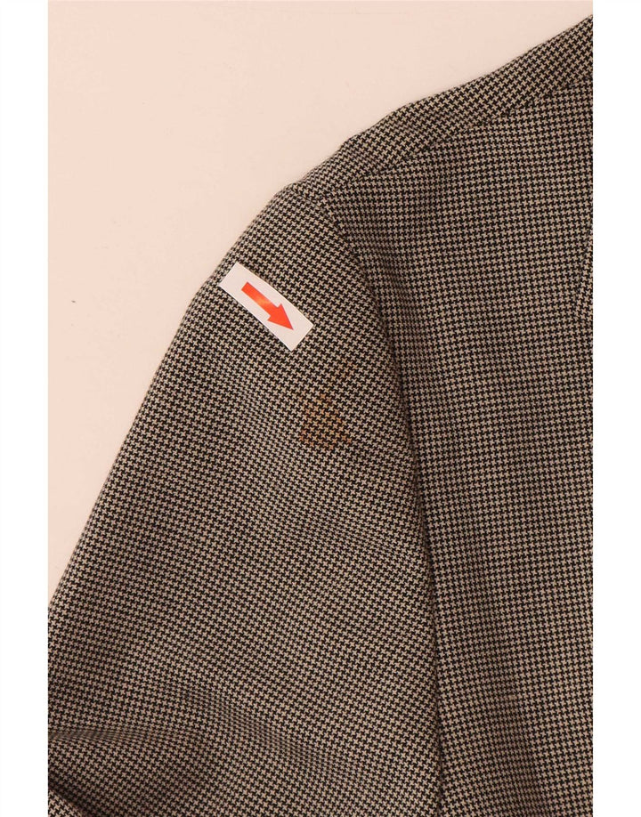 Zara Damen-Blazerjacke mit 4 Knöpfen, EU 42, großes graues Hahnentritt-Polyester
