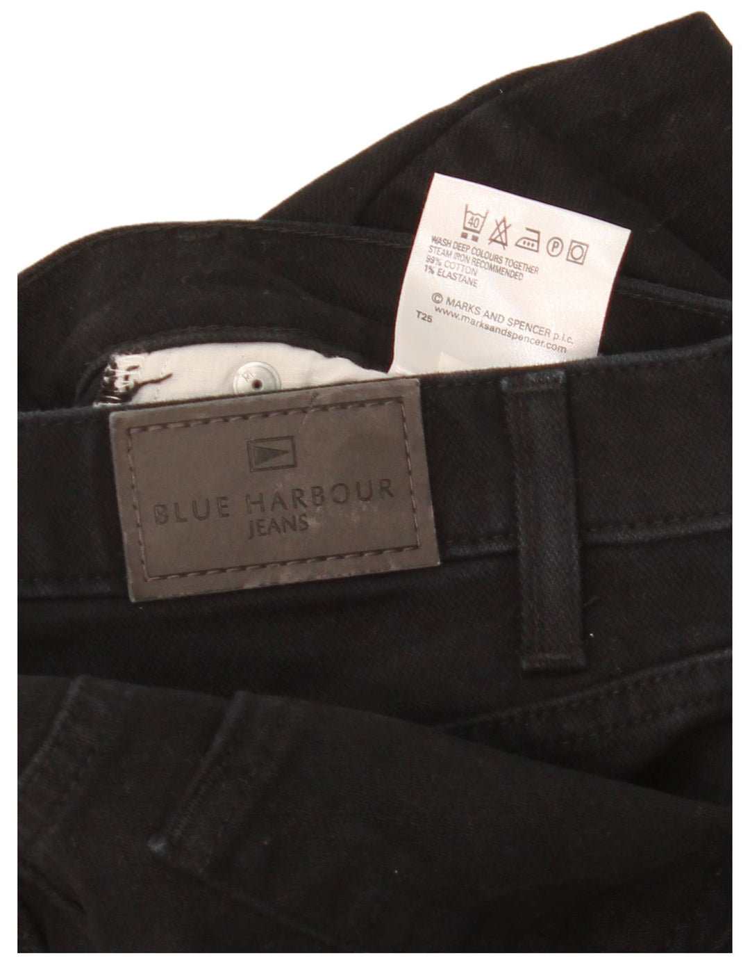 Marks & Spencer Herren Blue Harbor Straight Jeans W36 L29 Schwarze Baumwolle