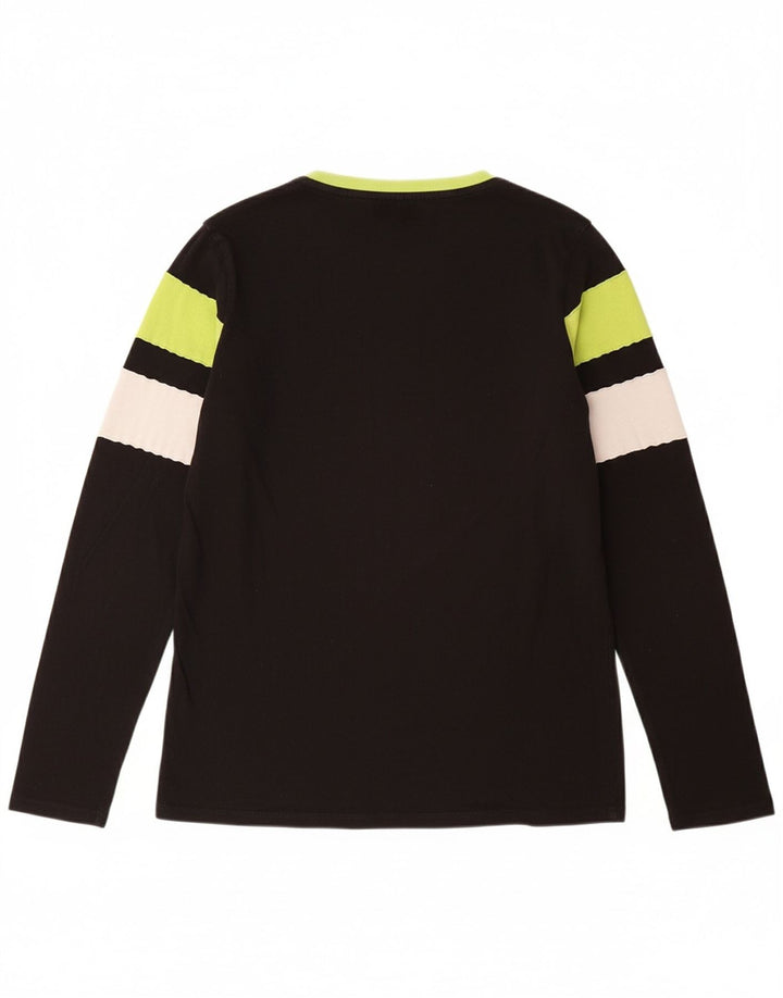 GUESS Jungen Grafik-Top, langärmelig, 15–16 Jahre, schwarz gestreift, Baumwolle