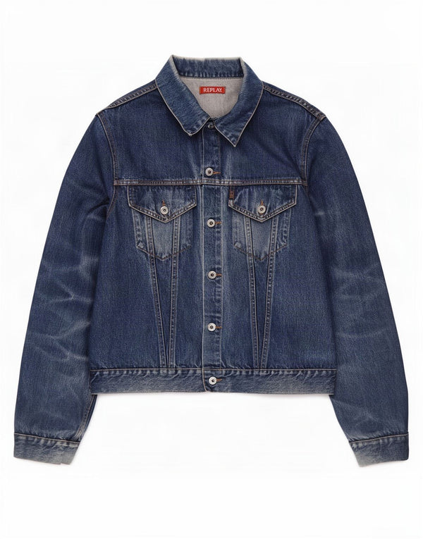 Replay Herren Jeansjacke UK 44 2XL Blaue Baumwolle