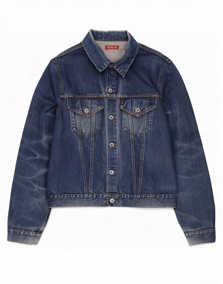 Replay Herren Jeansjacke UK 44 2XL Blaue Baumwolle