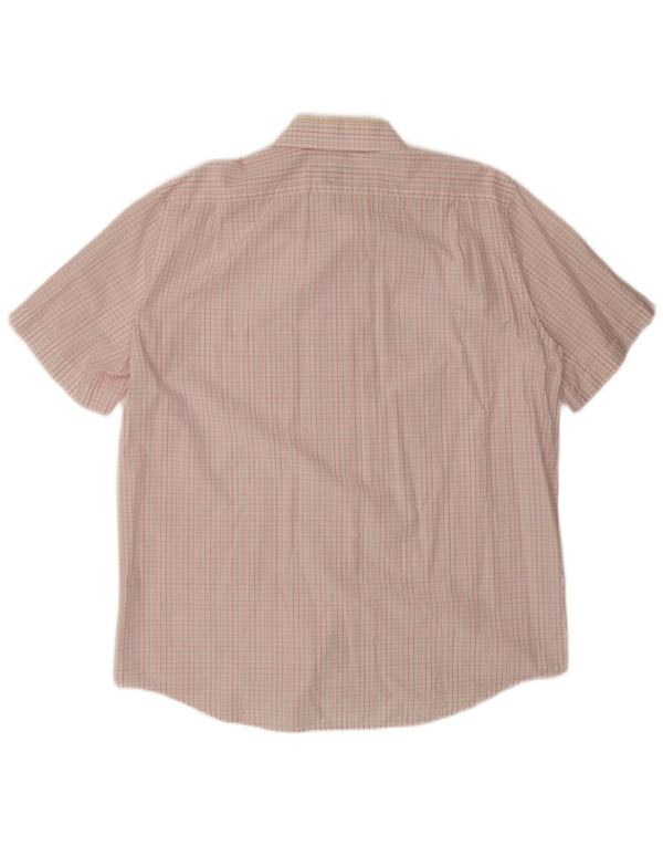 Lacoste Herren Kurzarmhemd Größe 45 XL weiß karierte Baumwolle