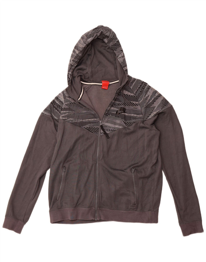 NIKE Herren-Kapuzenpullover mit Reißverschluss, groß, graue geometrische Baumwolle