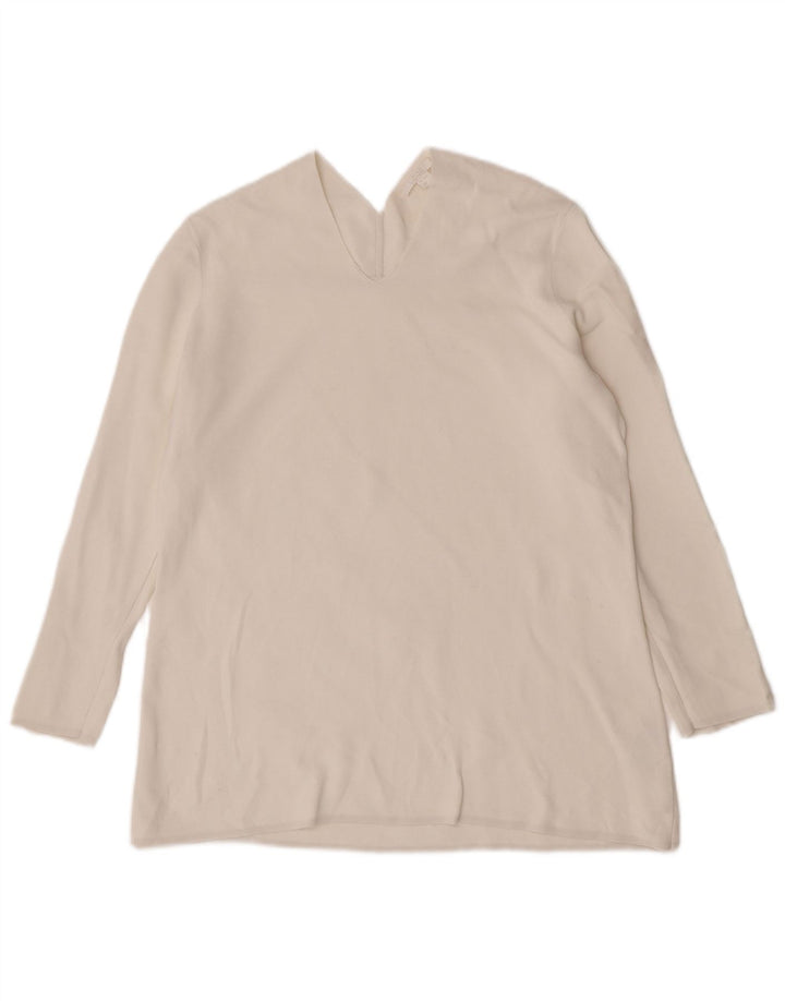 Cos Damen Top Langarm UK 14 Mittelweiße Baumwolle