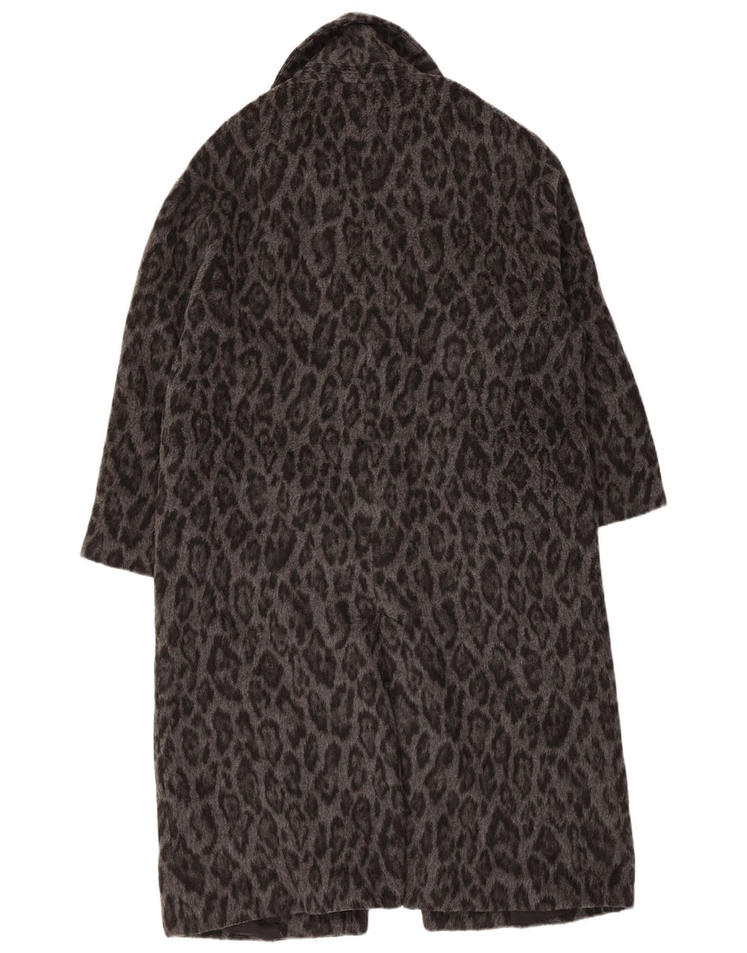 Zara Damen Übergroßer Mantel UK 6 XS Graue Wolle mit Animal-Print