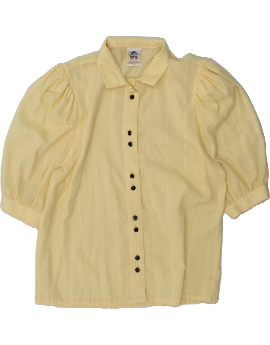 GOLDEN GATE Womens Short Sleeve Shirt Blouse EU 38 Medium Yellow Striped Vintage Golden Gate and Second-Hand Golden Gate from Messina Hembry 
