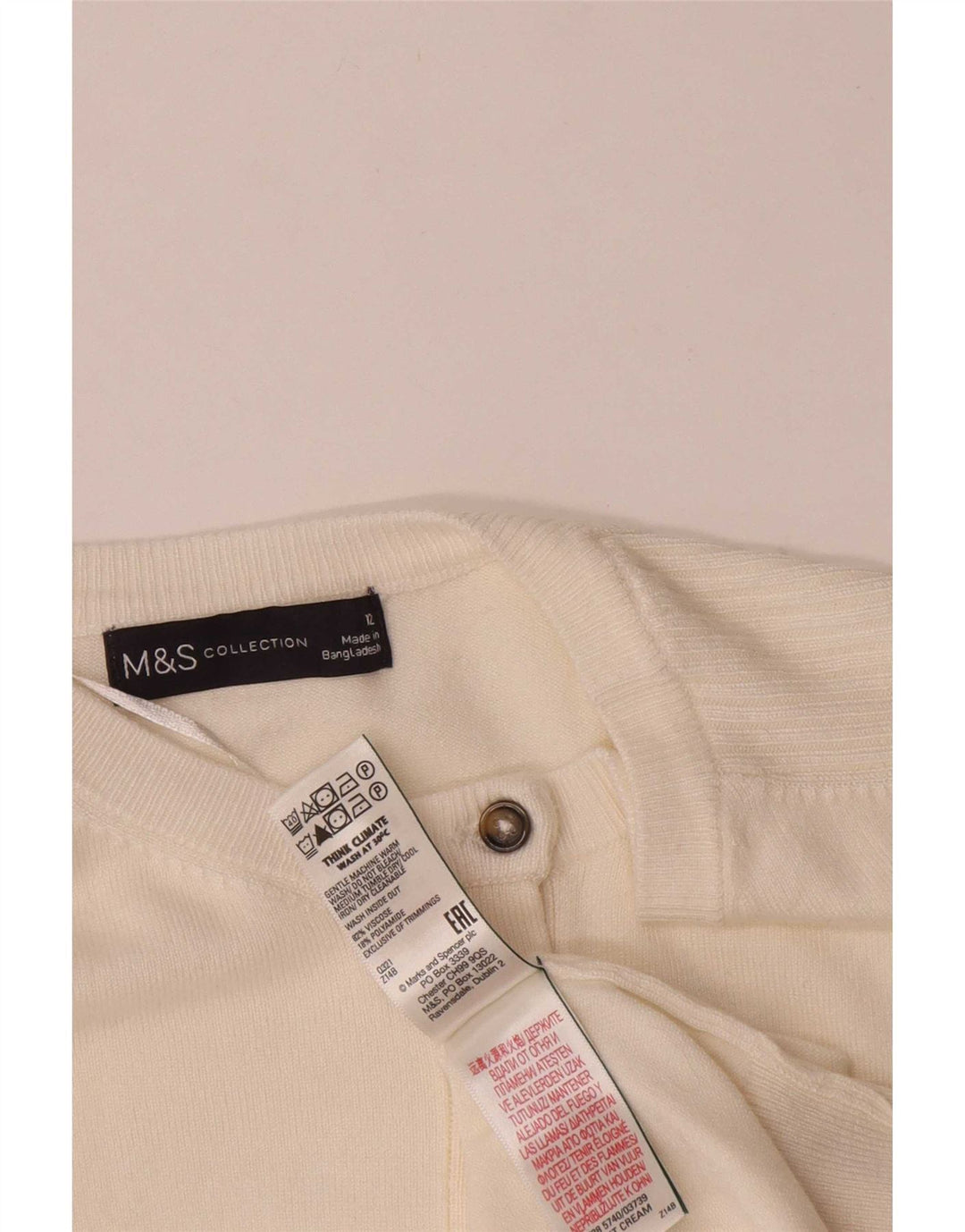 Marks & Spencer Damen-Cardigan-Pullover UK 12 Mittelweiße Viskose