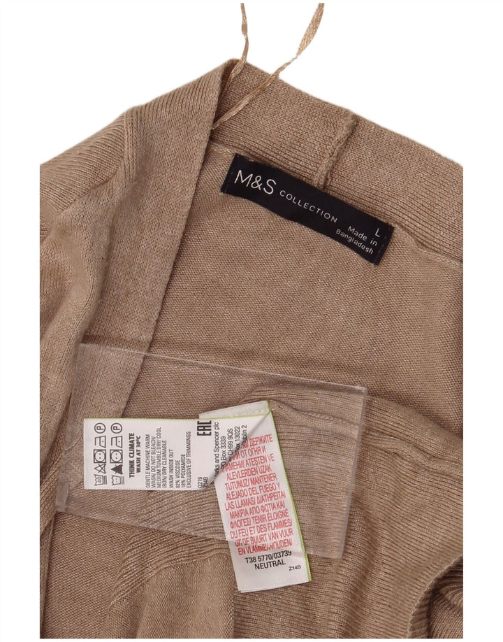 Marks & Spencer Damen Longline Open Cardigan Pullover UK 16 Large Beige
