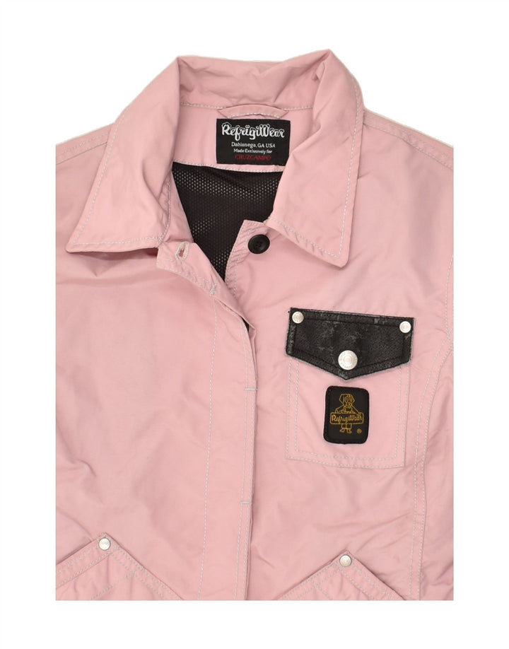 REFRIGIWEAR Womens Bomber Jacket UK 14 Medium Pink Nylon | Vintage Refrigiwear | Thrift | Second-Hand Refrigiwear | Used Clothing | Messina Hembry 