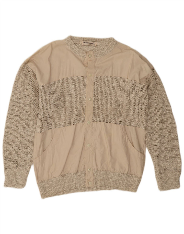 Vintage Herren Cardigan Pullover Mittelbeige Baumwolle