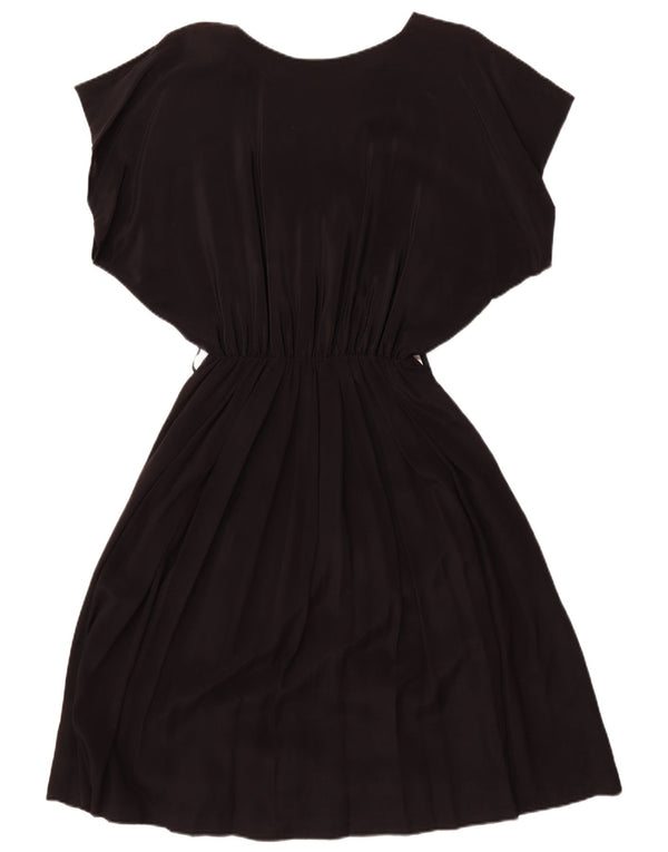 Vintage Damen Batwing A-Linie Kleid UK 18 XL Schwarz