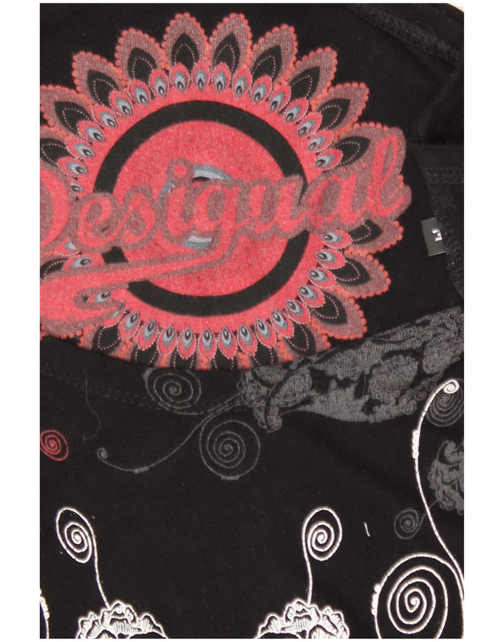 Desigual Damen A-Linien-Kleid UK 12 Mittelschwarz geblümt