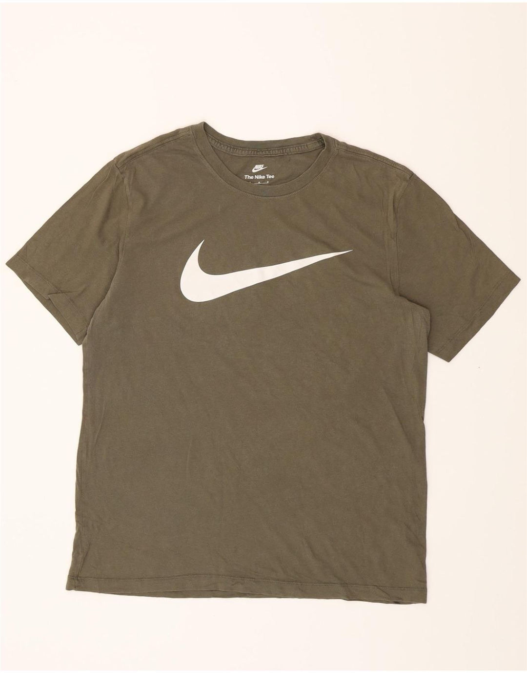 NIKE Mens Graphic T-Shirt Top Medium Khaki Cotton