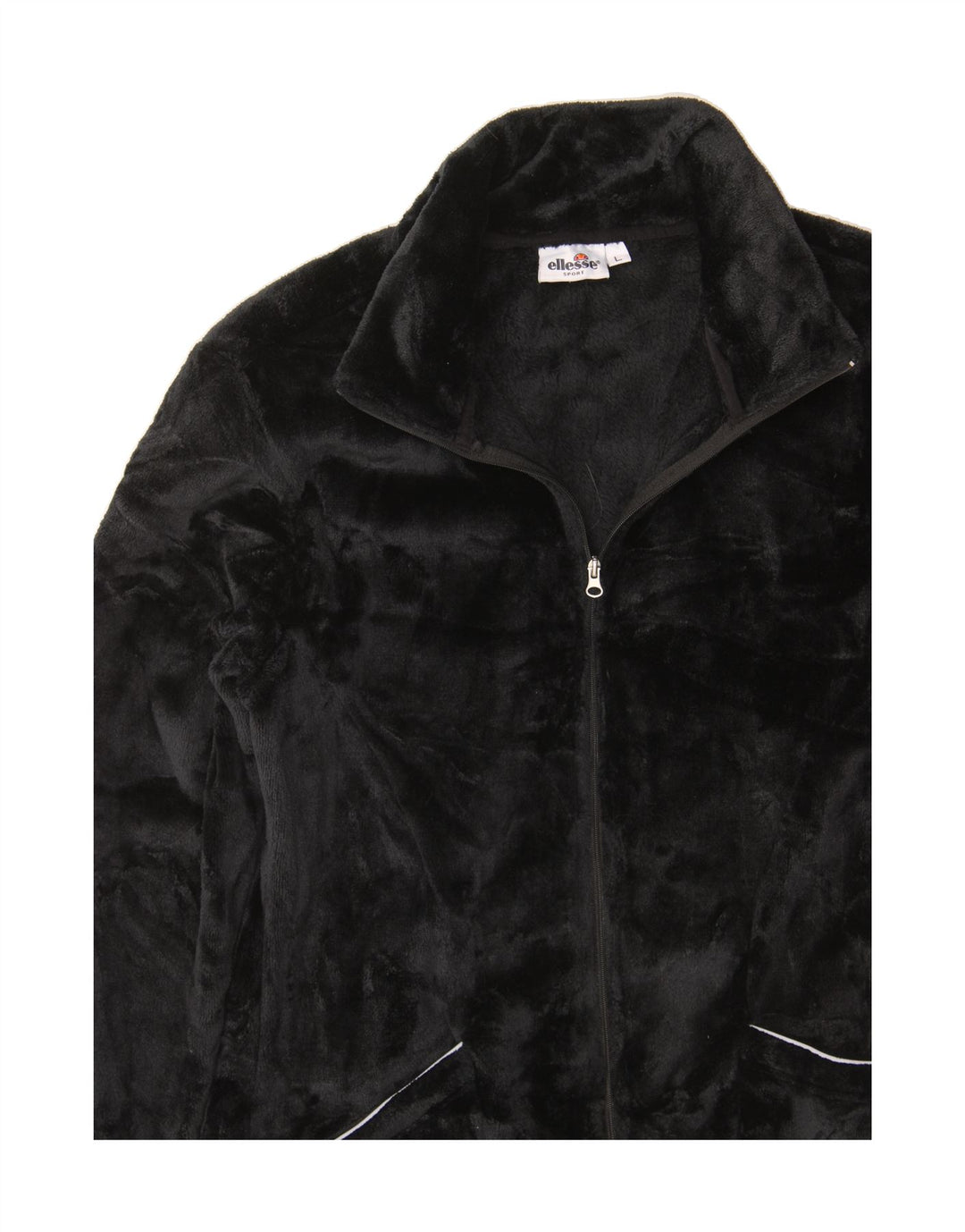 ELLESSE Womens Fleece Jacket UK 14 Large Black Polyester Vintage Ellesse and Second-Hand Ellesse from Messina Hembry 
