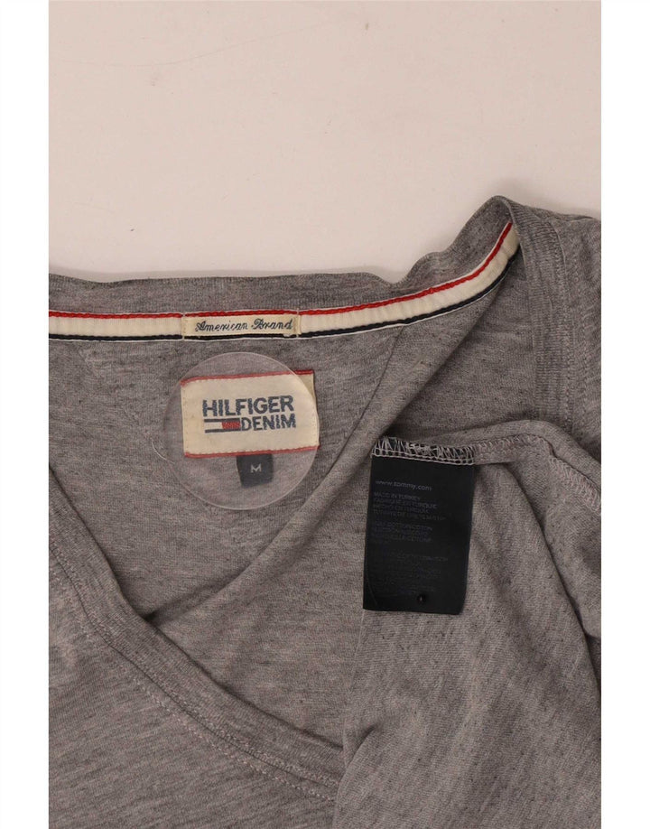 Tommy Hilfiger Herren-T-Shirt-Oberteil aus mittelgrau gefleckter Baumwolle