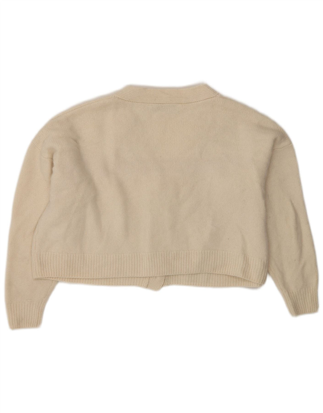 Zara Damen Crop-Oversize-Cardigan-Pullover UK 10 Small Beige Wolle