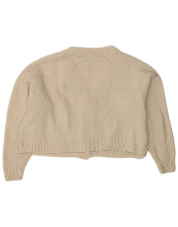 Zara Damen Crop-Oversize-Cardigan-Pullover UK 10 Small Beige Wolle