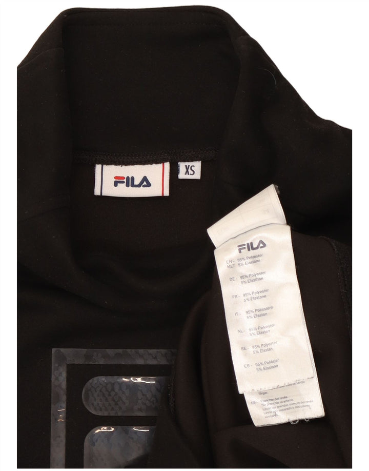 Fila Womens Crop Oversized Graphic Top Langarm UK 6 XS Schwarz Polyester
