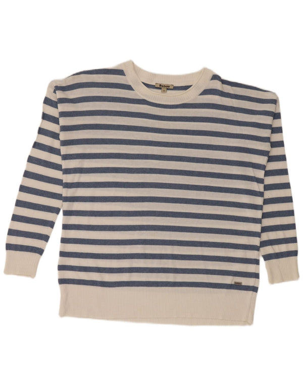 Barbour Damen-Pullover mit U-Boot-Ausschnitt, UK 12, Mittelweiß, gestreift, Acryl