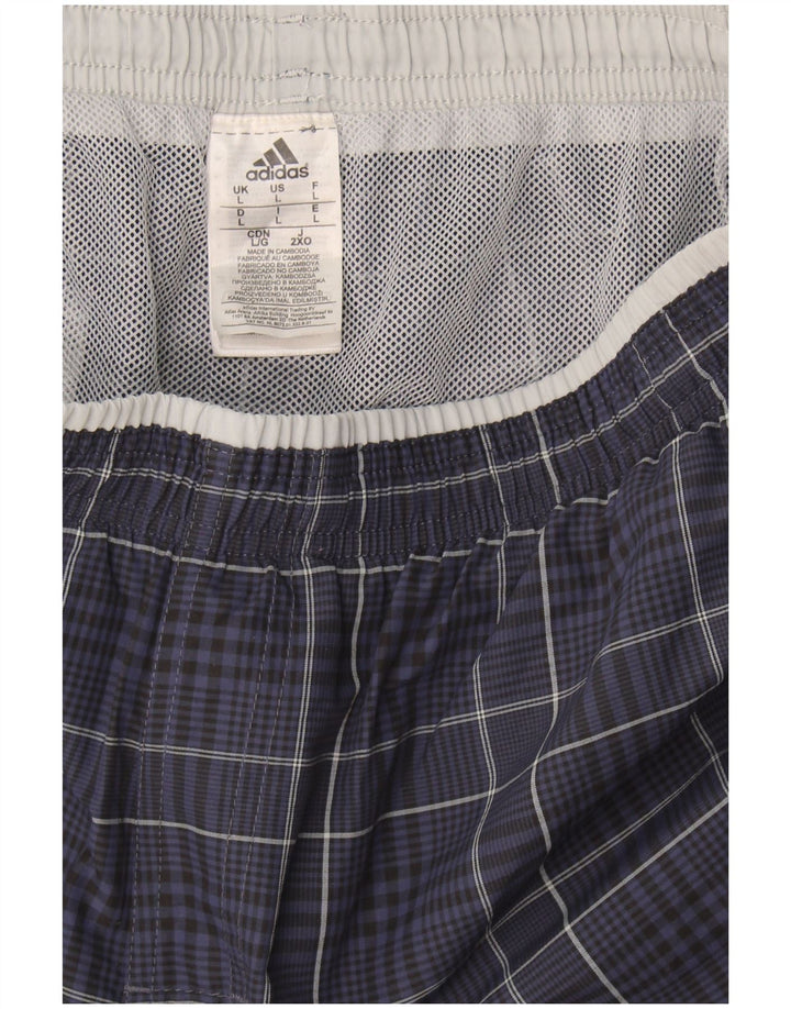 Adidas Herren-Sportshorts, groß, marineblau, kariert, Polyamid