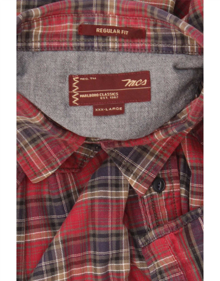 Marlboro Classics Herren-Flanellhemd mit normaler Passform, 3XL, rot kariert