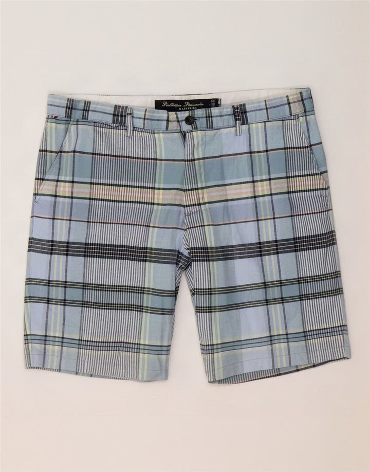 Tommy Hilfiger Herren Thavar Chino Shorts W36 Große blau karierte Baumwolle