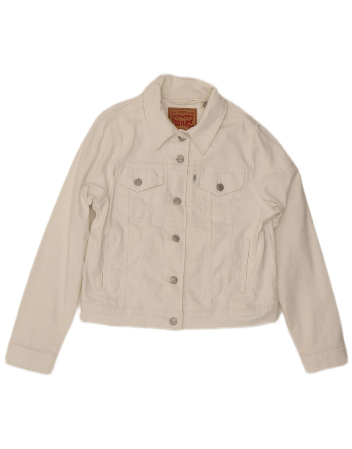 Levi's Damen Crop Denim Jacke UK 14 Mittelweiß