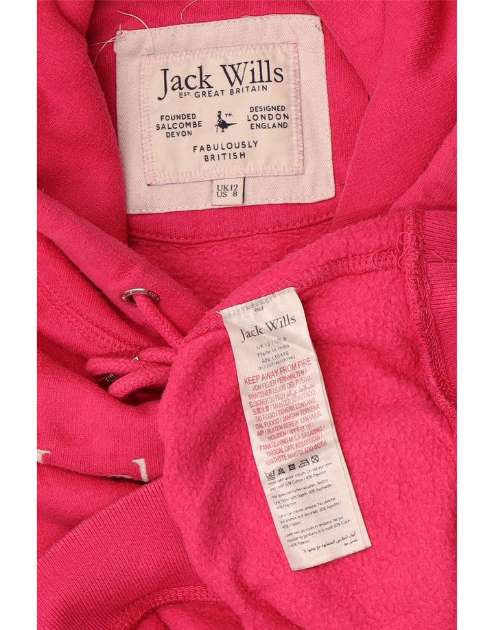 JACK WILLS Damen-Pullover mit übergroßem, bauchfreiem Grafik-Kapuzenpullover, Gr. 12, Mittelrosa