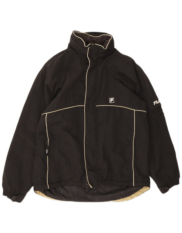 Fila Herren-Jacke mit Kapuze, gepolstert, UK 40, Größe L, Schwarz, Polyamid