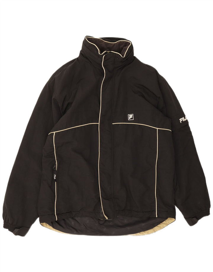 Fila Herren-Jacke mit Kapuze, gepolstert, UK 40, Größe L, Schwarz, Polyamid