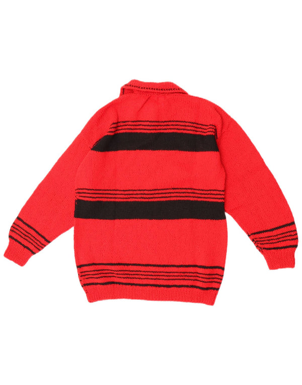 Vintage Damen Rollkragenpullover Pullover UK 12 Mittelrot gestreift