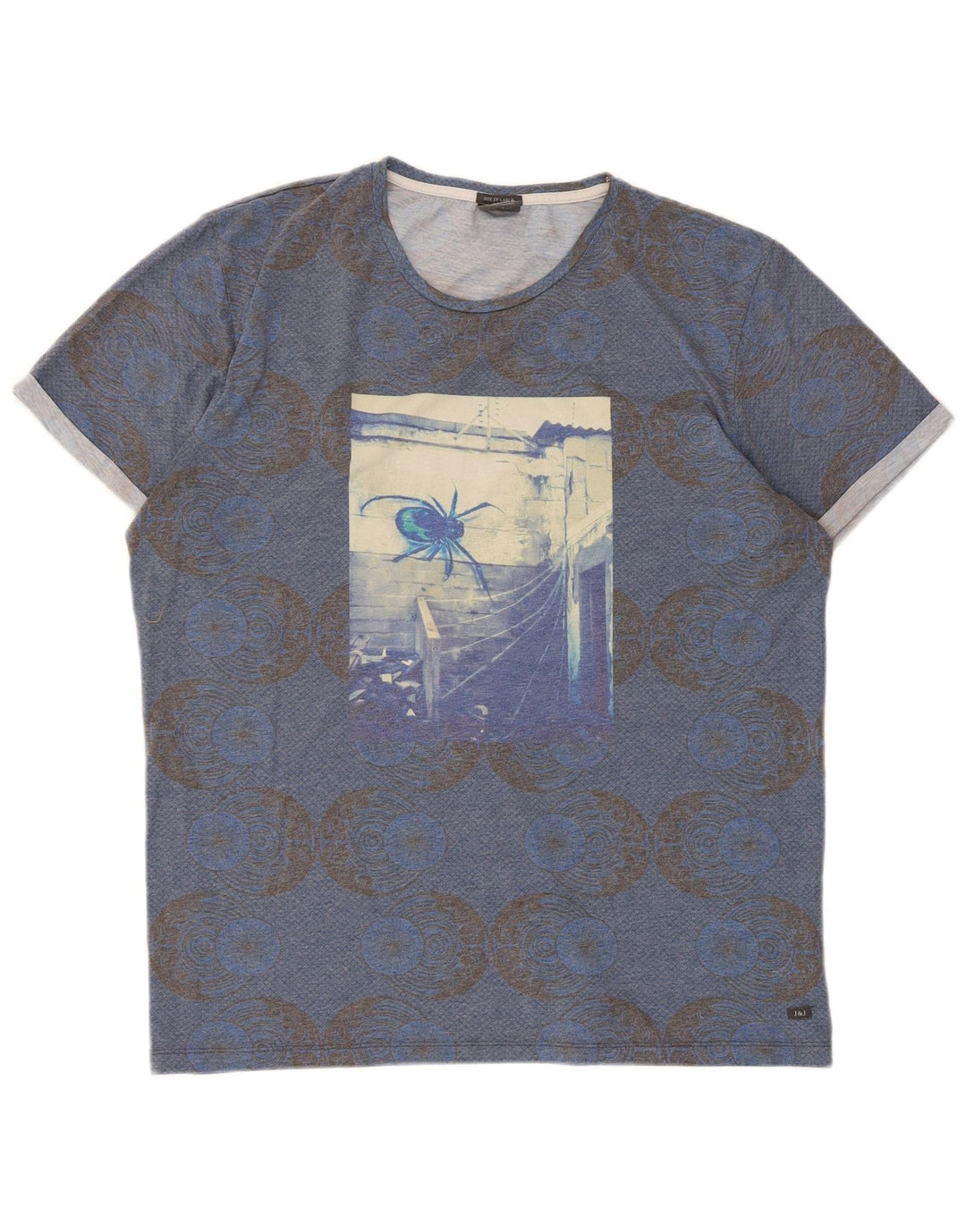 Jack & Jones Herren-T-Shirt mit Grafik, 2XL, blau, geometrisch, Polyester