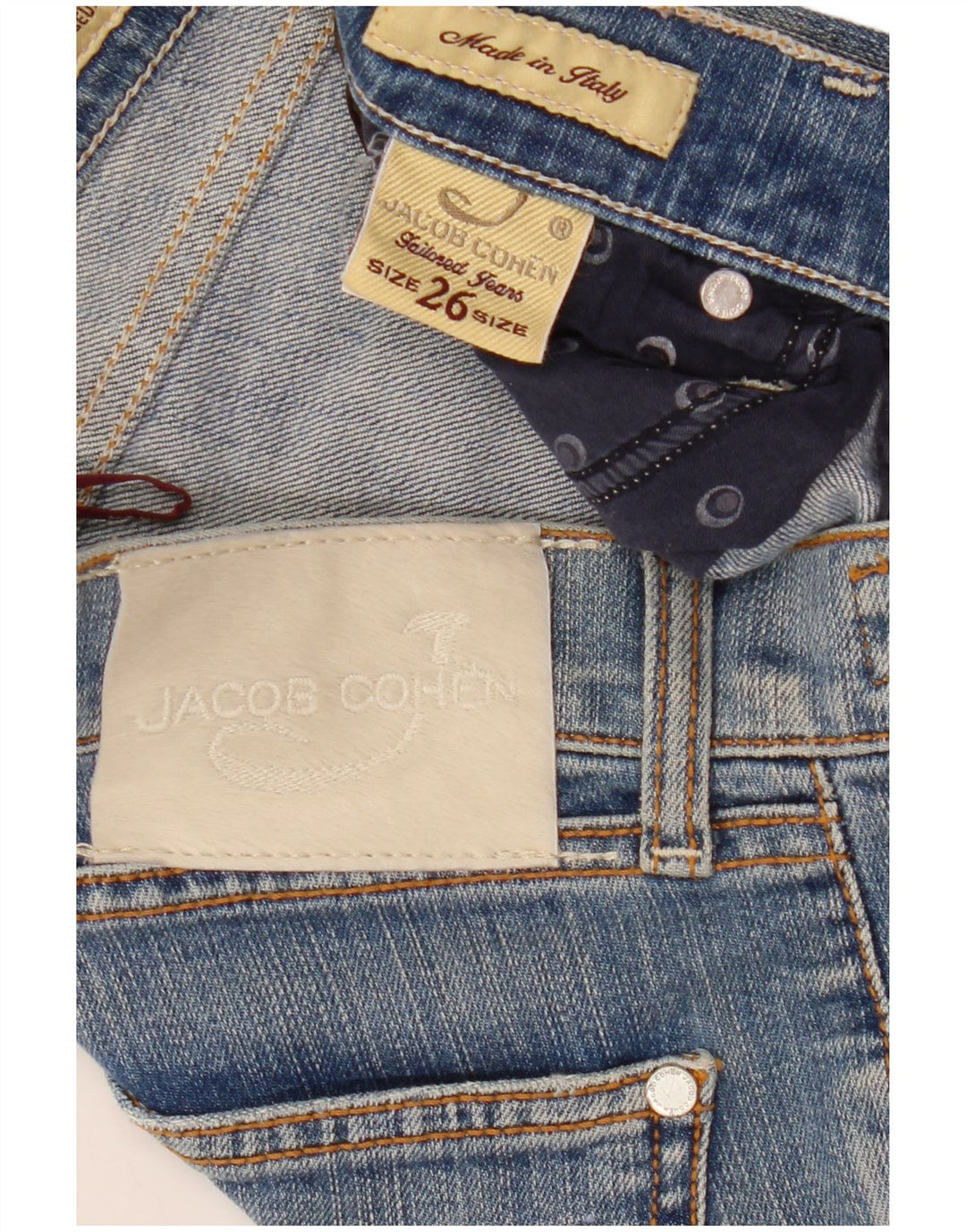 Jacob Cohen Damen maßgeschneiderte gerade Jeans W26 L31 blaue Baumwolle
