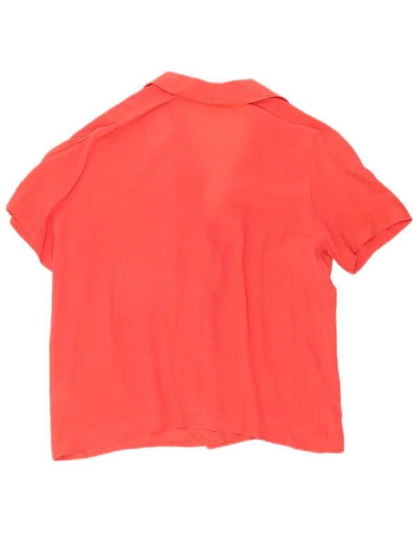 Vintage Damen Kurzarm-Hemdbluse UK 10 Kleine orange Seide
