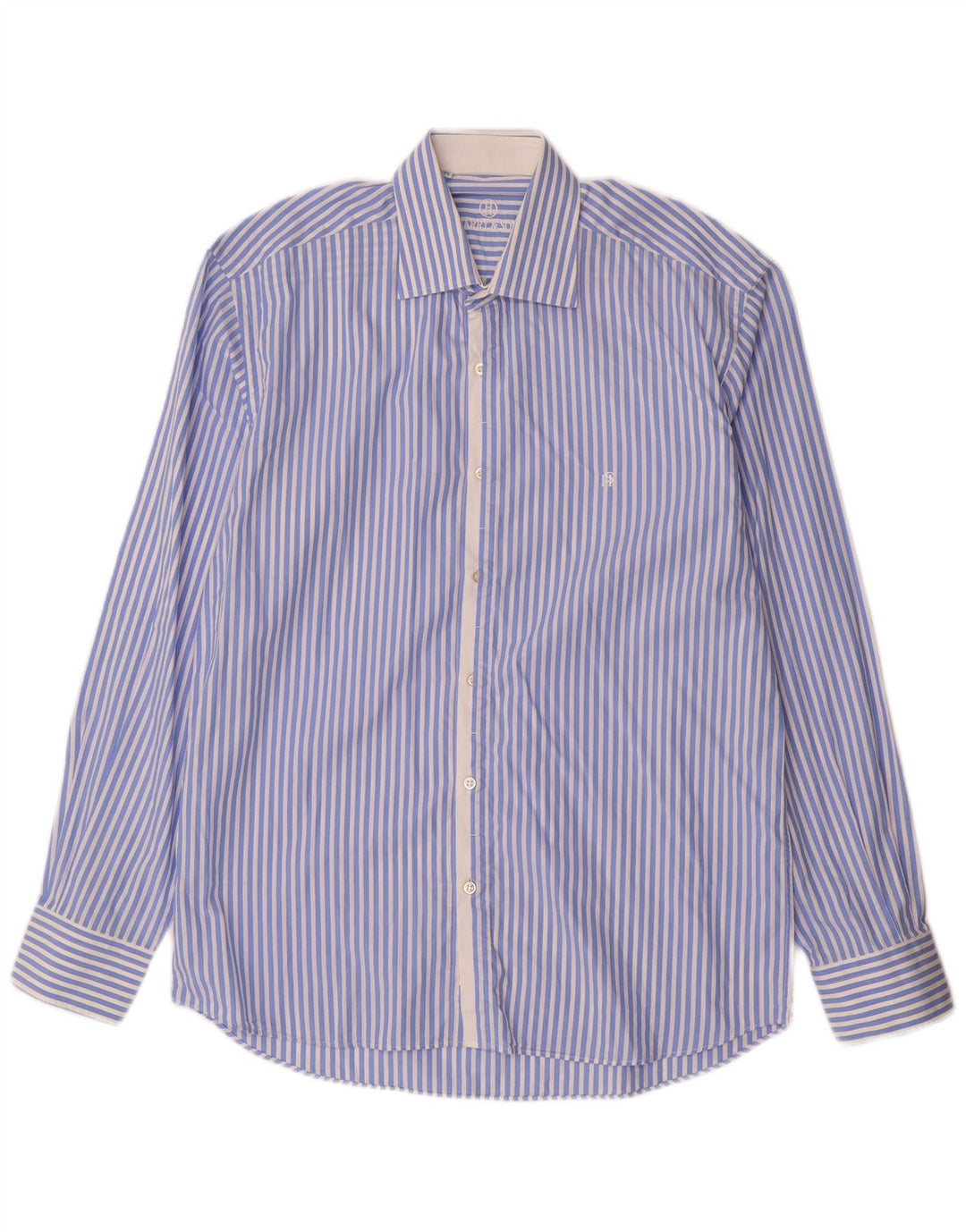 HARRY & SONS Herrenhemd Größe 39 15 1/2 mittelblau gestreifte Baumwolle