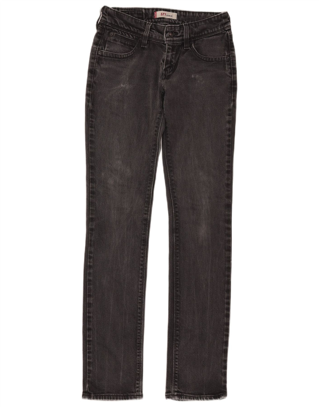 Levi's Damen 571 Slim Jeans W28 L34 Schwarze Baumwolle
