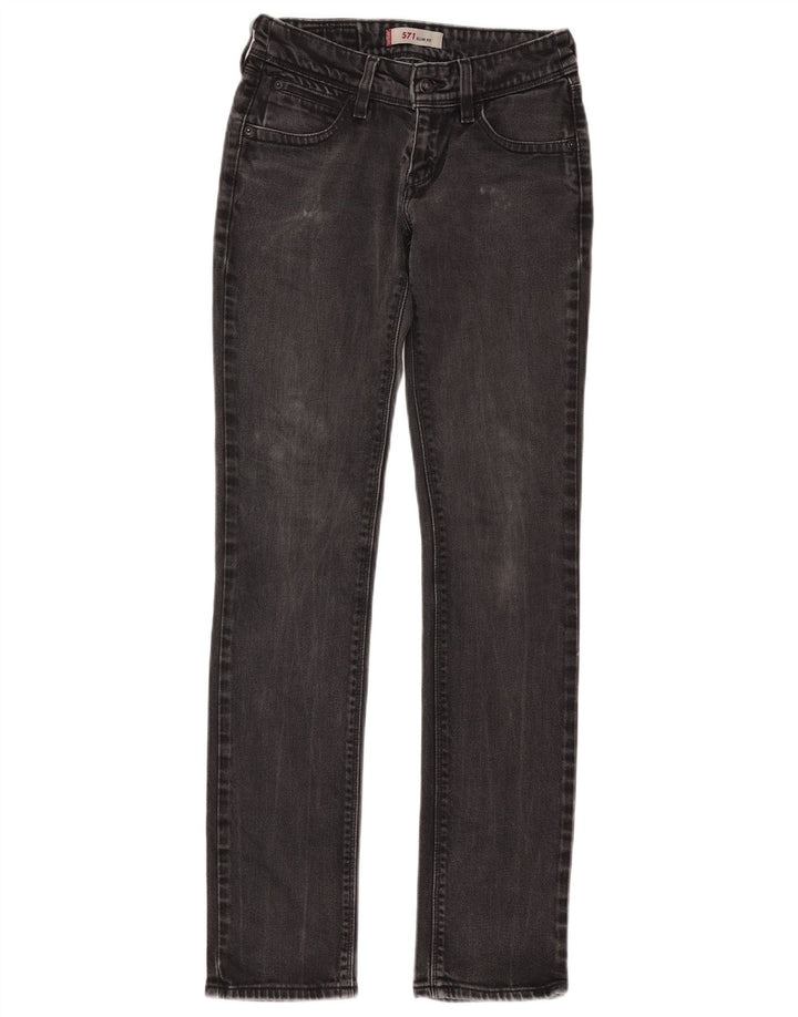 Levi's Damen 571 Slim Jeans W28 L34 Schwarze Baumwolle