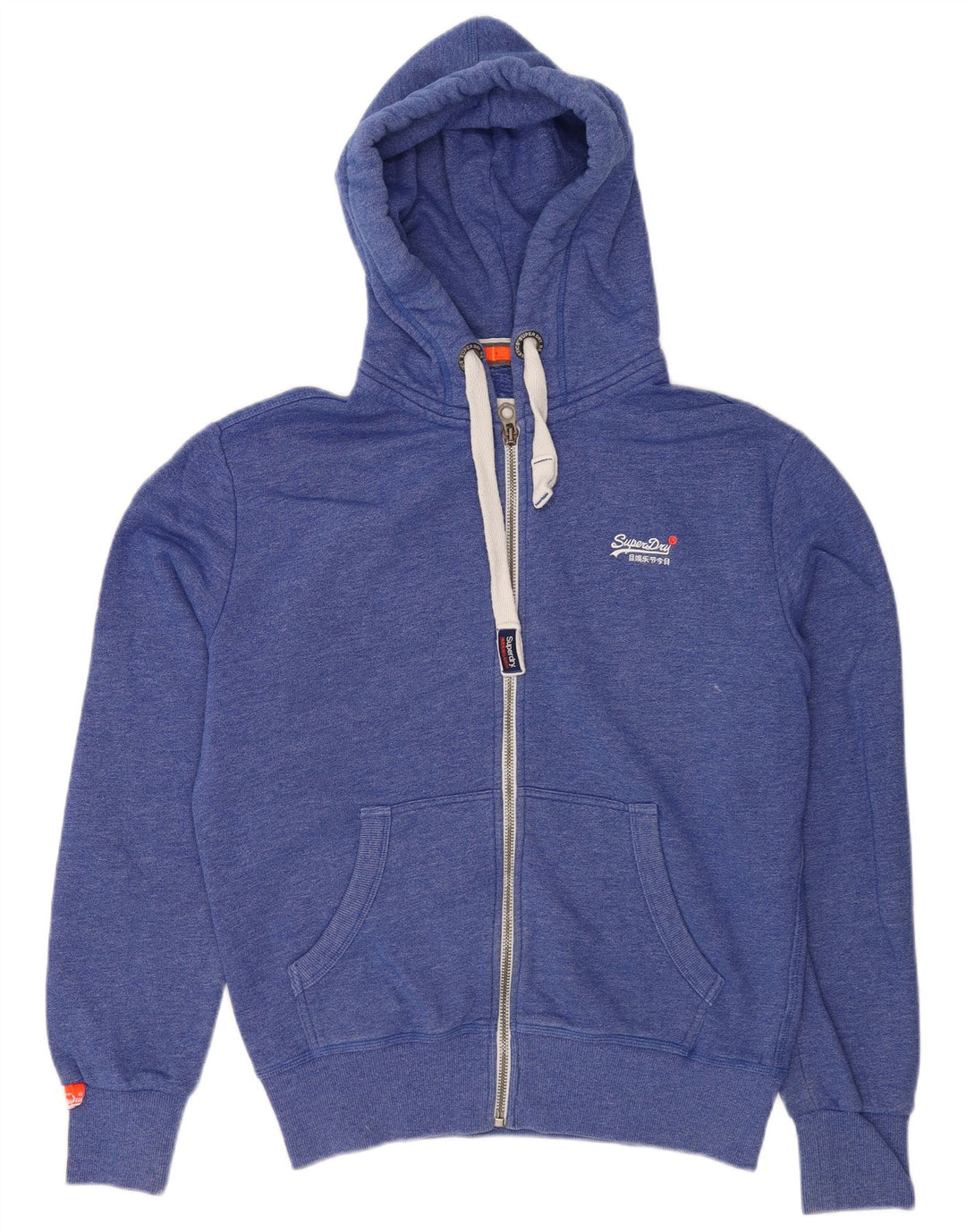 Superdry Herren-Kapuzenpullover mit Reißverschluss, mittelblaue Baumwolle