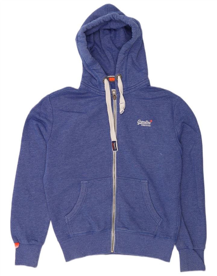 Superdry Herren-Kapuzenpullover mit Reißverschluss, mittelblaue Baumwolle
