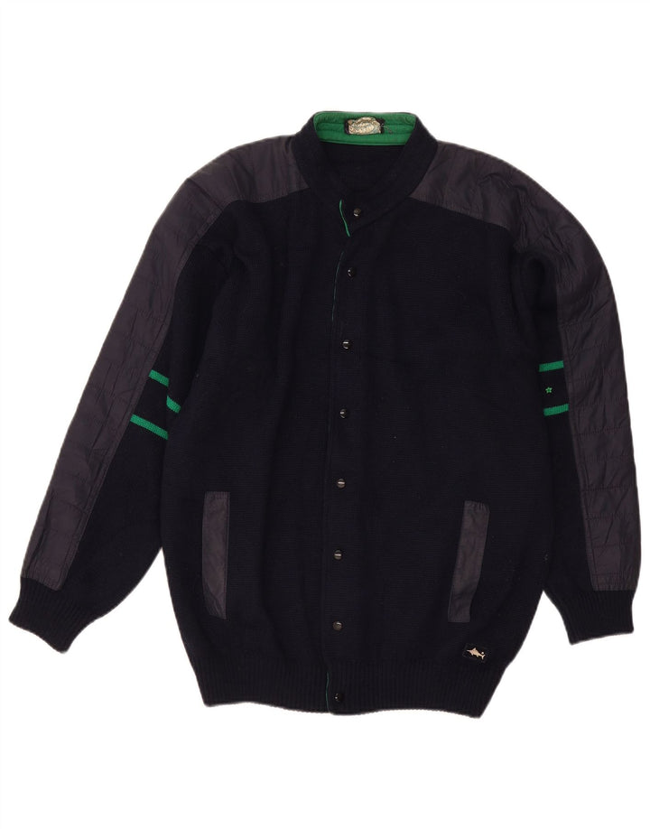 Good Luck Herren-Strickjacke, mittlerer Marineblau-Farbblock