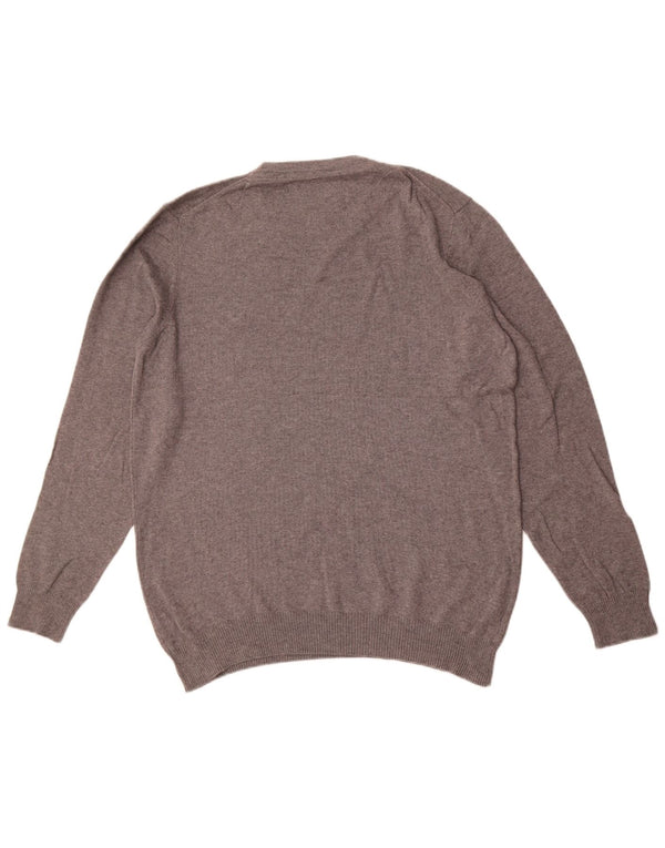 Lyle & Scott Herren-Pullover mit V-Ausschnitt, Größe L, aus grauer Baumwolle