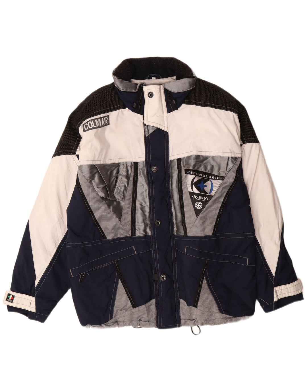 Colmar Herren-Skijacke mit Kapuze, IT 50, Mittelmarineblau, Colourblock-Polyamid