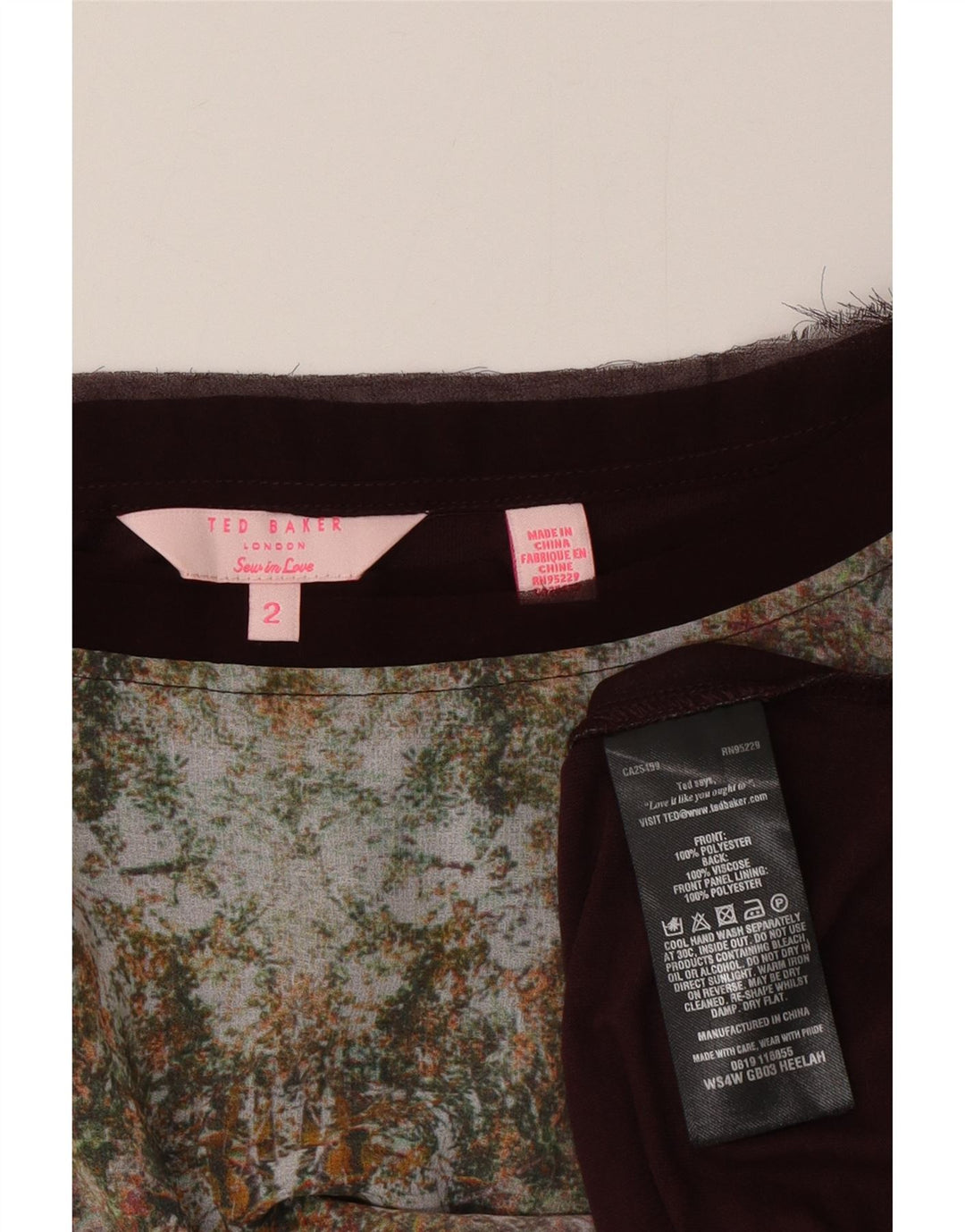 Ted Baker Damen-T-Shirt mit übergroßem Grafik-T-Shirt, Größe 2, klein, braun geblümt