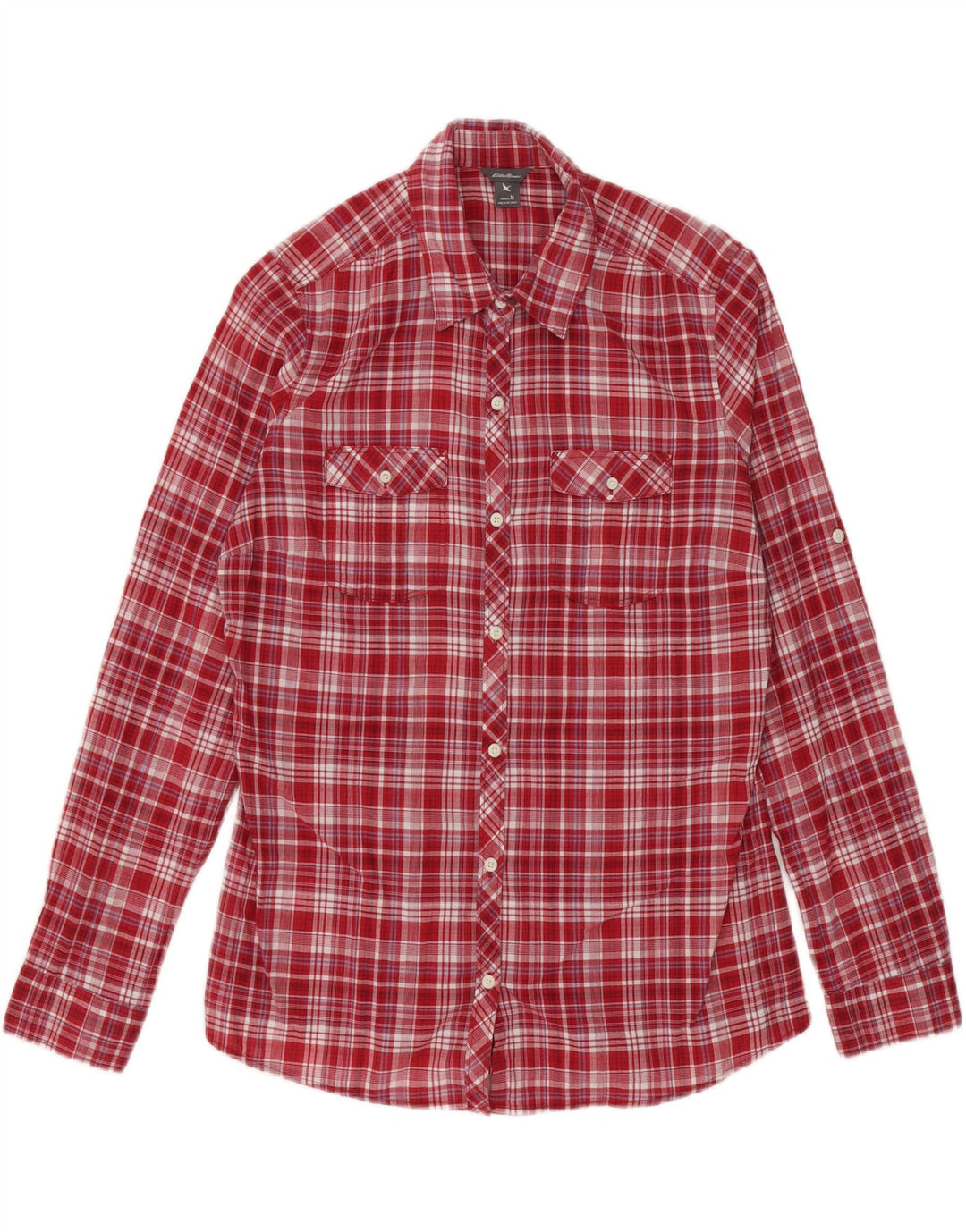 EDDIE BAUER Womens Shirt UK 14 Medium Red Check Cotton Vintage Eddie Bauer and Second-Hand Eddie Bauer from Messina Hembry 