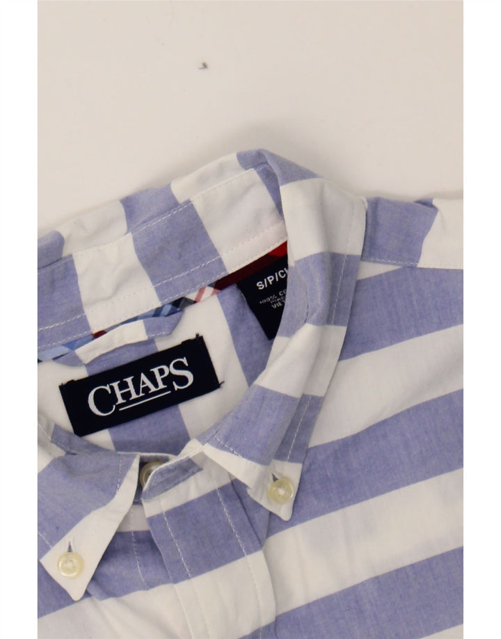 CHAPS Mens Short Sleeve Shirt Small Blue Striped Cotton Vintage Chaps and Second-Hand Chaps from Messina Hembry 